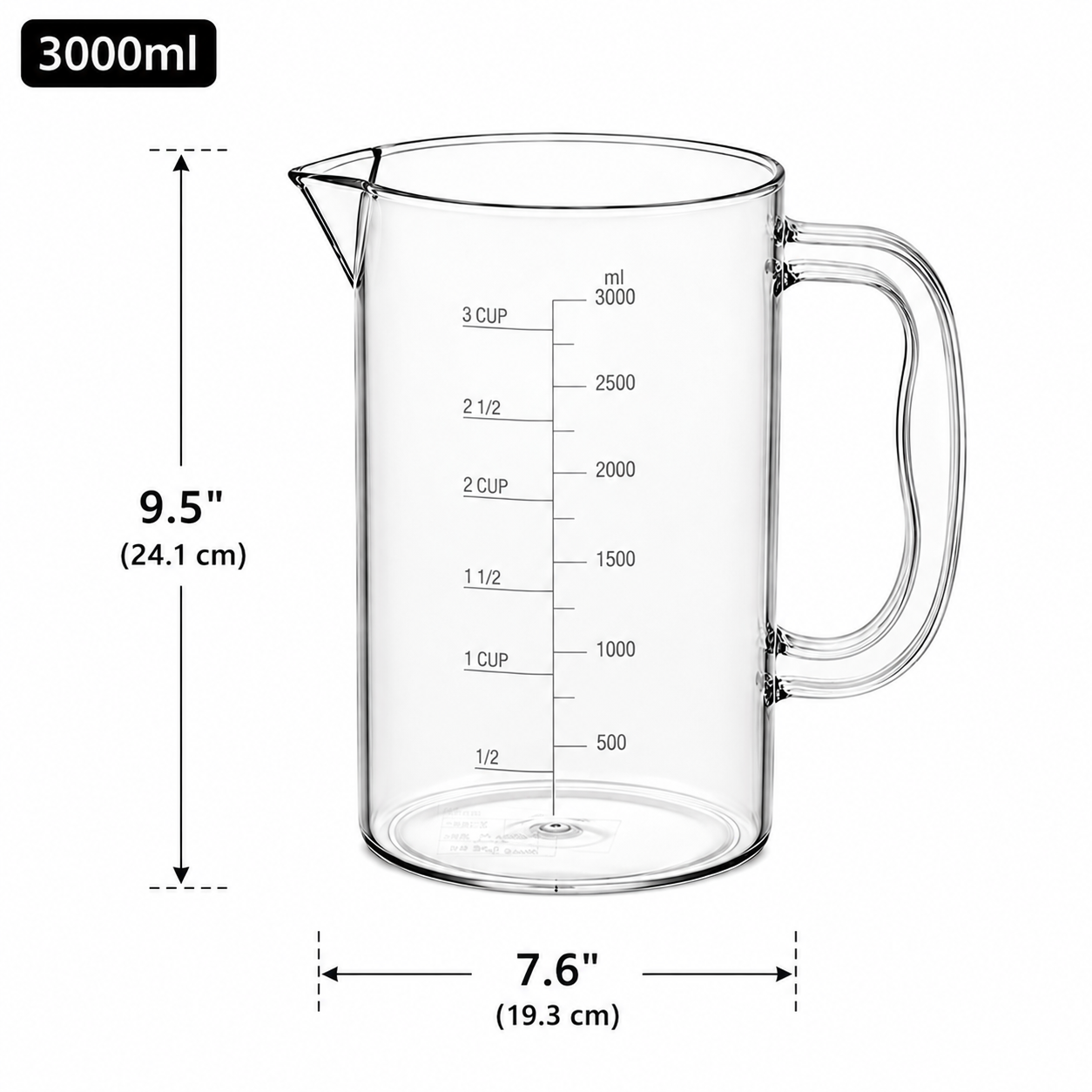 CHEFCO,JB-8542,Clear Polycarbonate Measuring Cup 3000ML