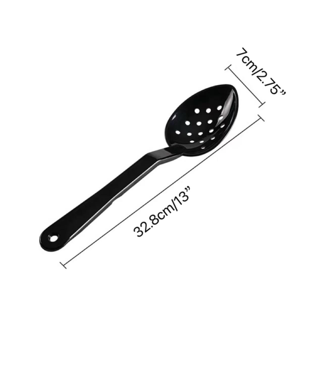 JIWINS,P-017-BL, 13" PC High Heat Perforated Deli Serving Spoon,Black - Chefcoca
