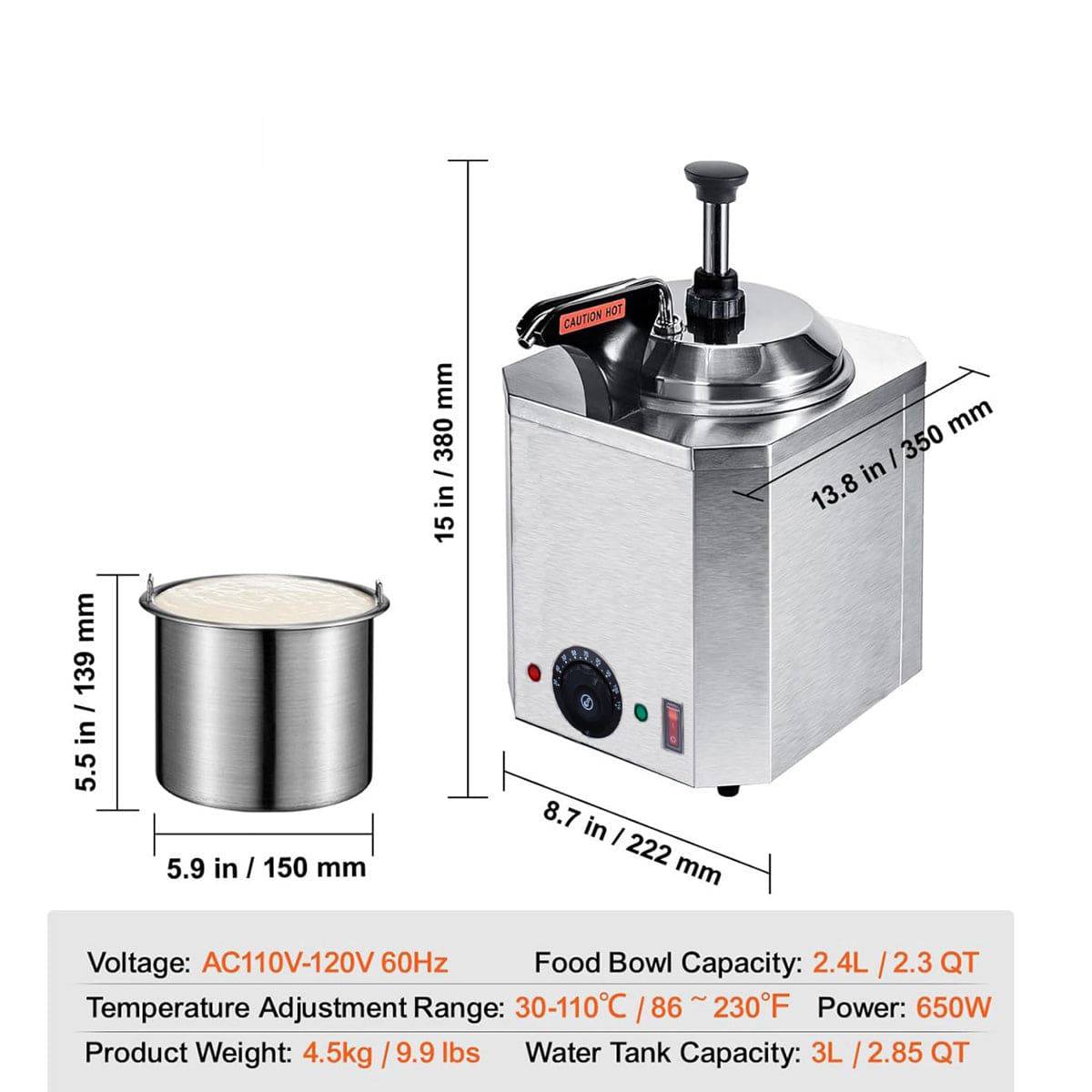 Single Pump Sauce Heater/Single Sauce Pot Warmer - Chefcoca