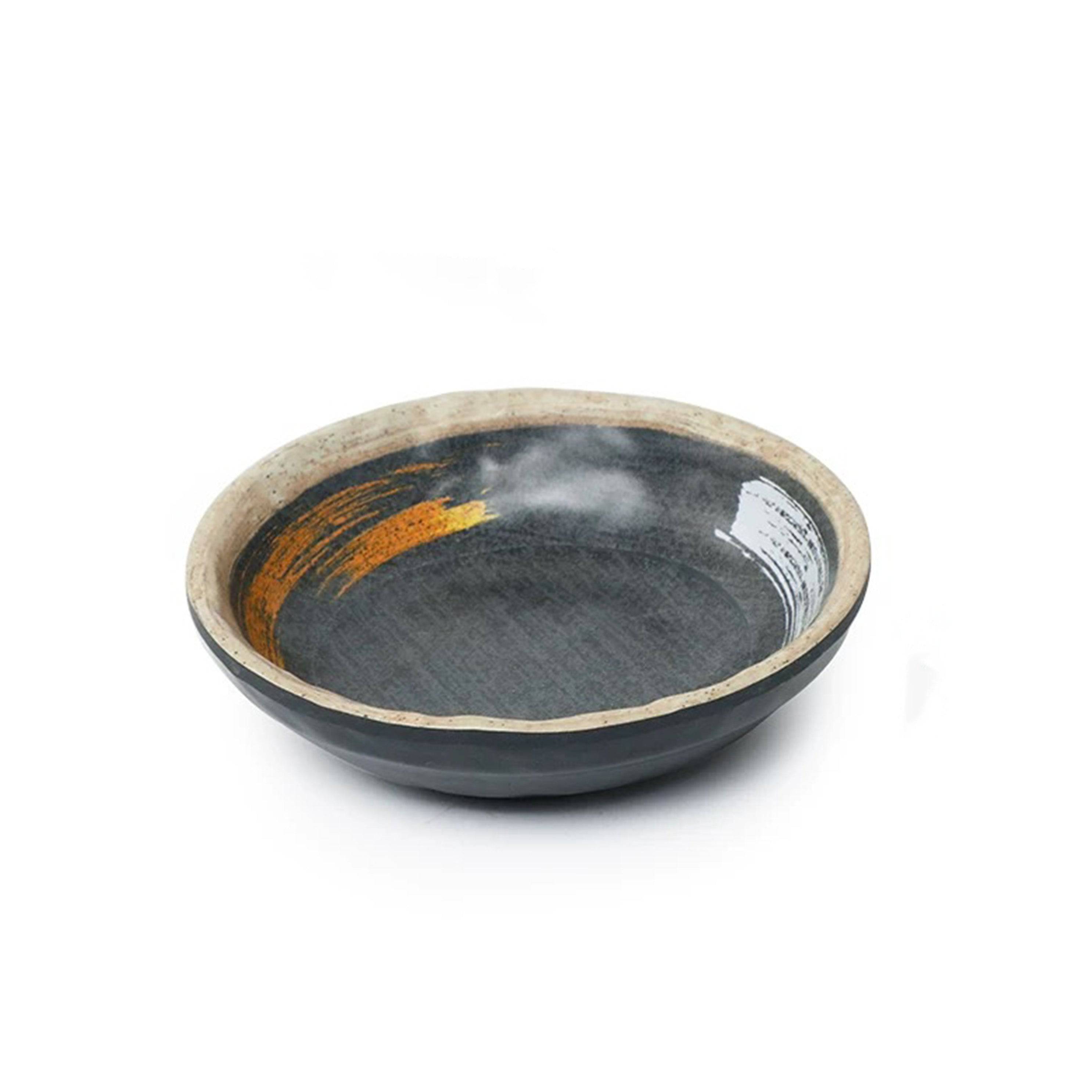 4" Melamine black sauce dish with white & golden pattern (JM169100G) - Chefcoca
