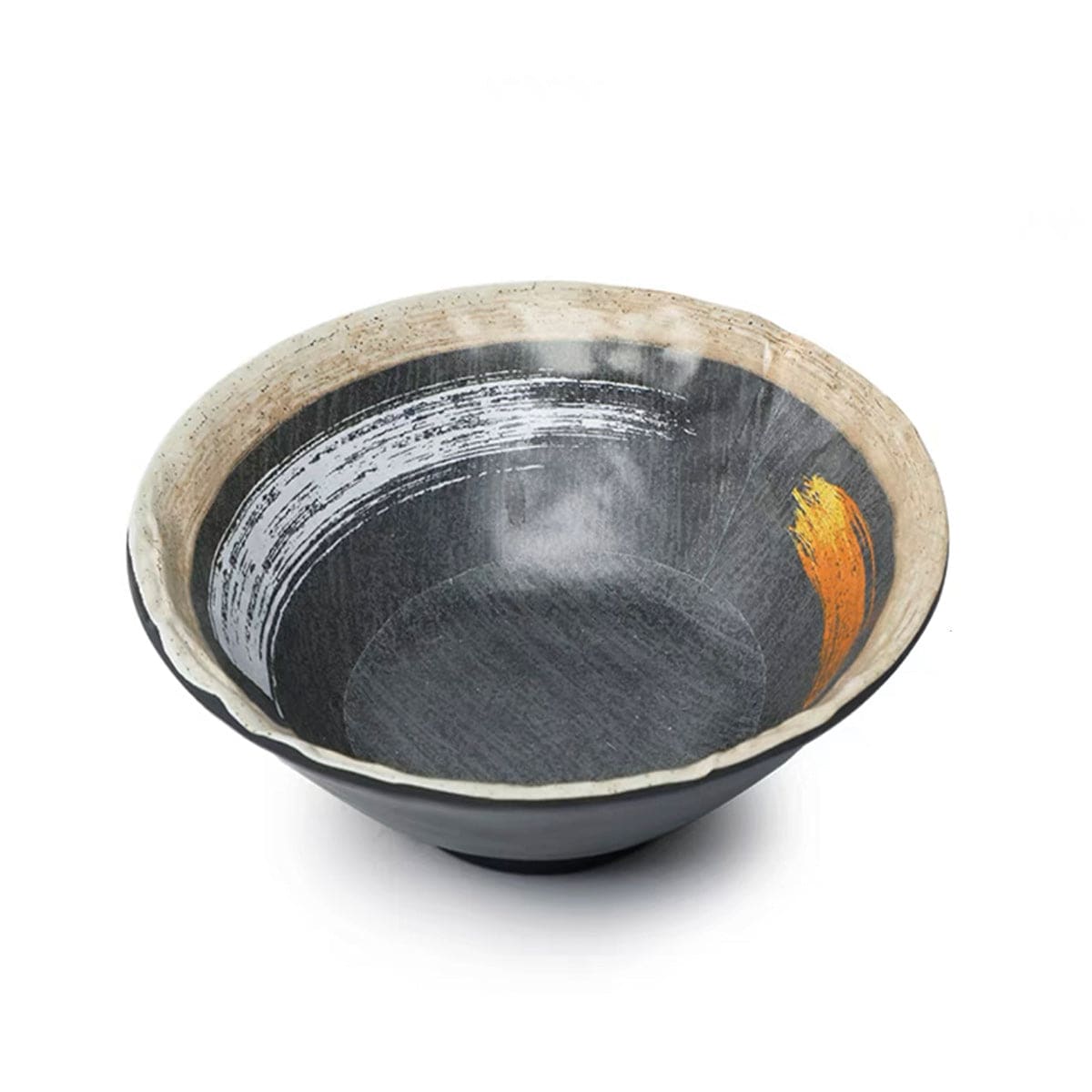 5.5"Melamine Black Noodle Bowl with white & golden pattern (JM169103) - Chefcoca