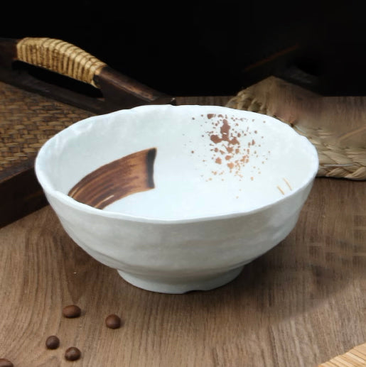 Melamine Light Green Round Rice Bowl with Brown Ink Streak pattern ,250ml(JM169107LG)
