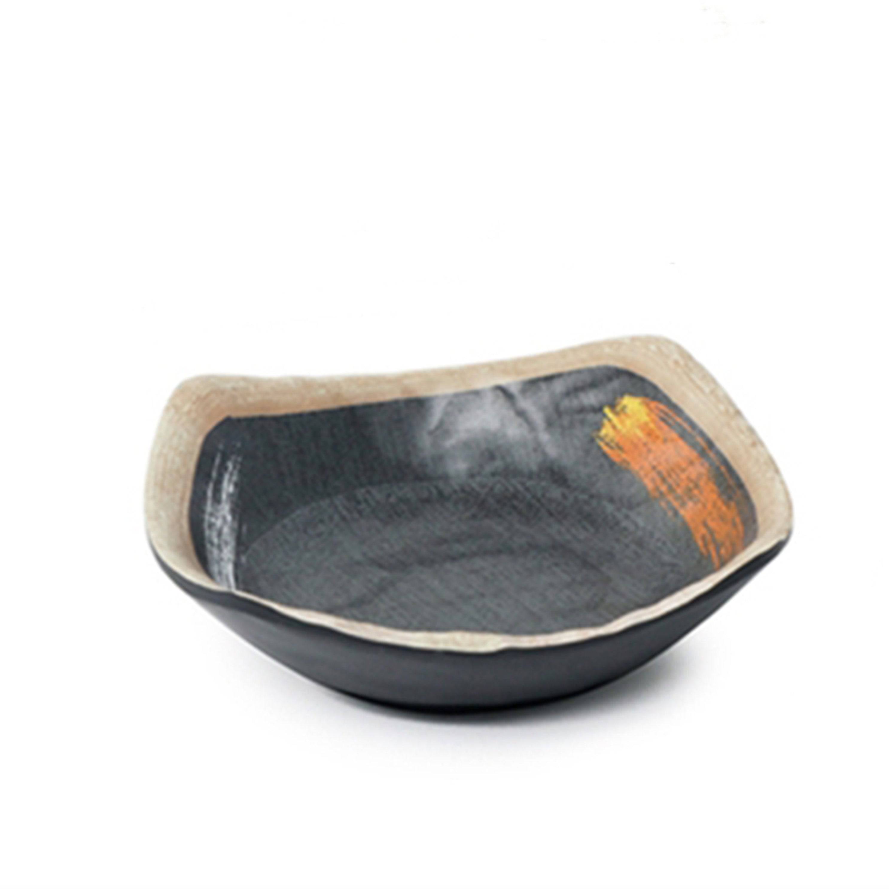 4" Melamine black sauce dish with white & golden pattern (JM169114G) - Chefcoca
