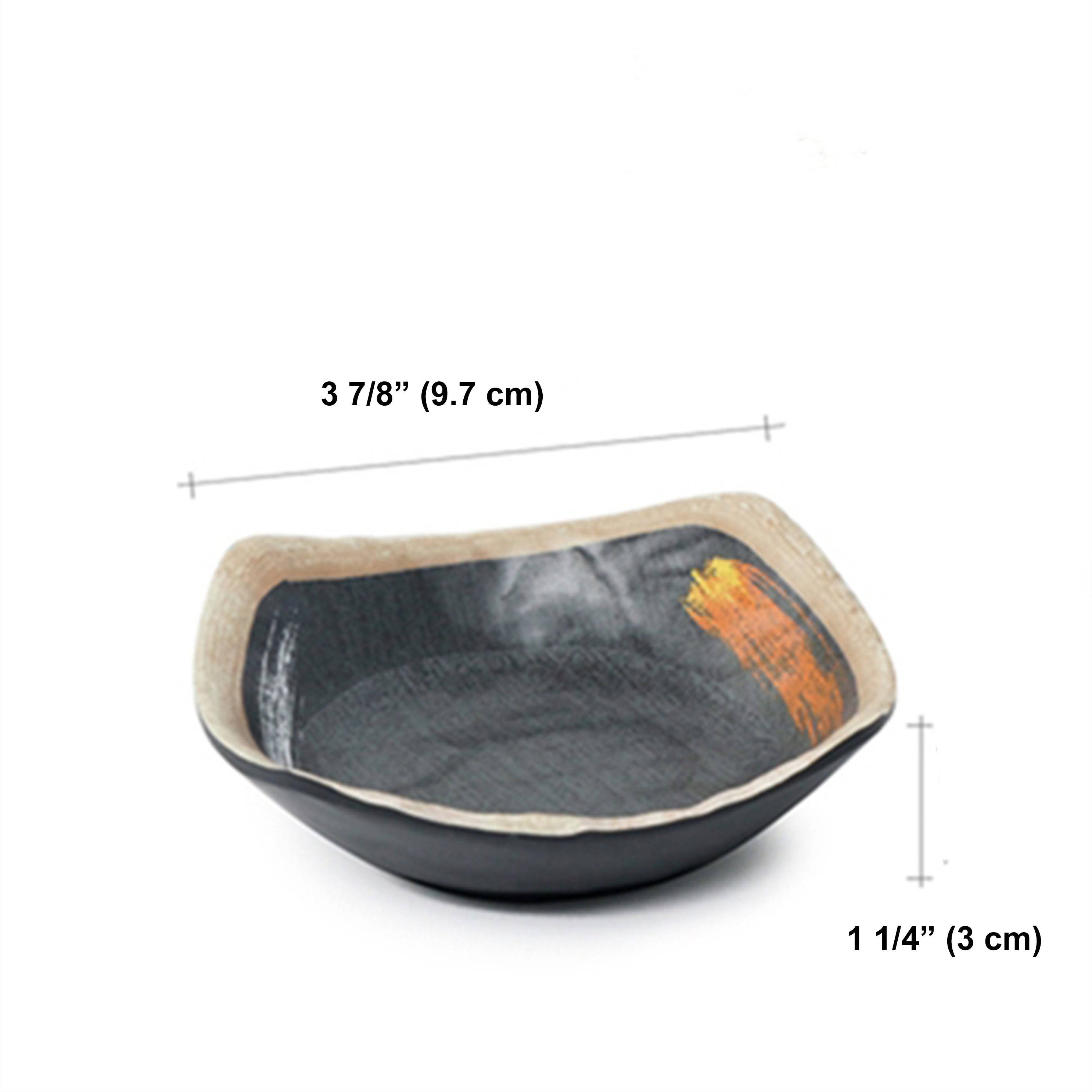 4" Melamine black sauce dish with white & golden pattern (JM169114G) - Chefcoca