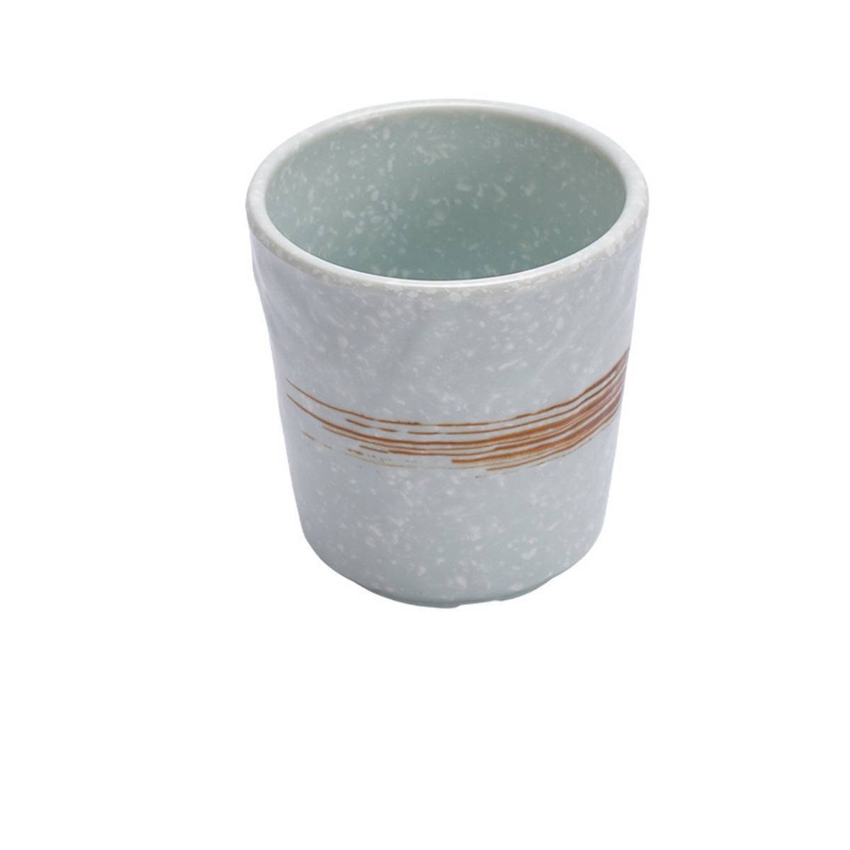 Melamine Light Green Tea Cup with Brown Ink Streak Pattern (JM169122LG) - Chefcoca