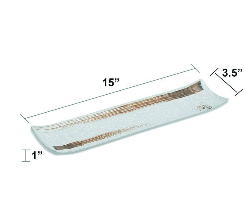 Melamine Light Green Rectangular Flat Plate with Brown Ink Streak pattern(JM169150LG/JM169151LG) - Chefcoca