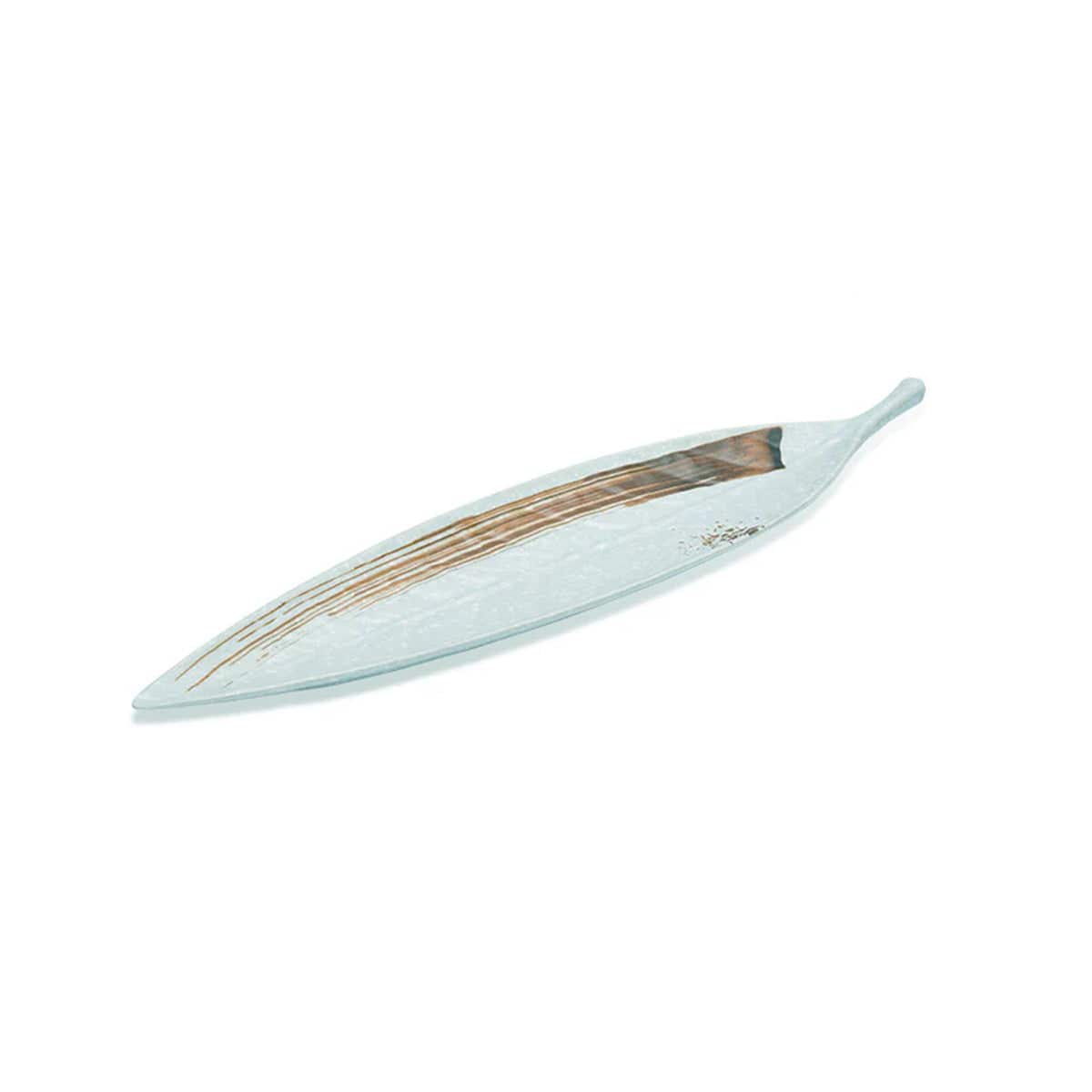 Melamine Light Green Leaf shape Plate with Brown Ink Streak pattern(JM169152LG) - Chefcoca