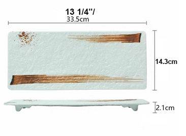 Melamine Light Green Rectangular Flat Plate with Brown Ink Streak pattern(JM169160LG - JM169163LG) - Chefcoca