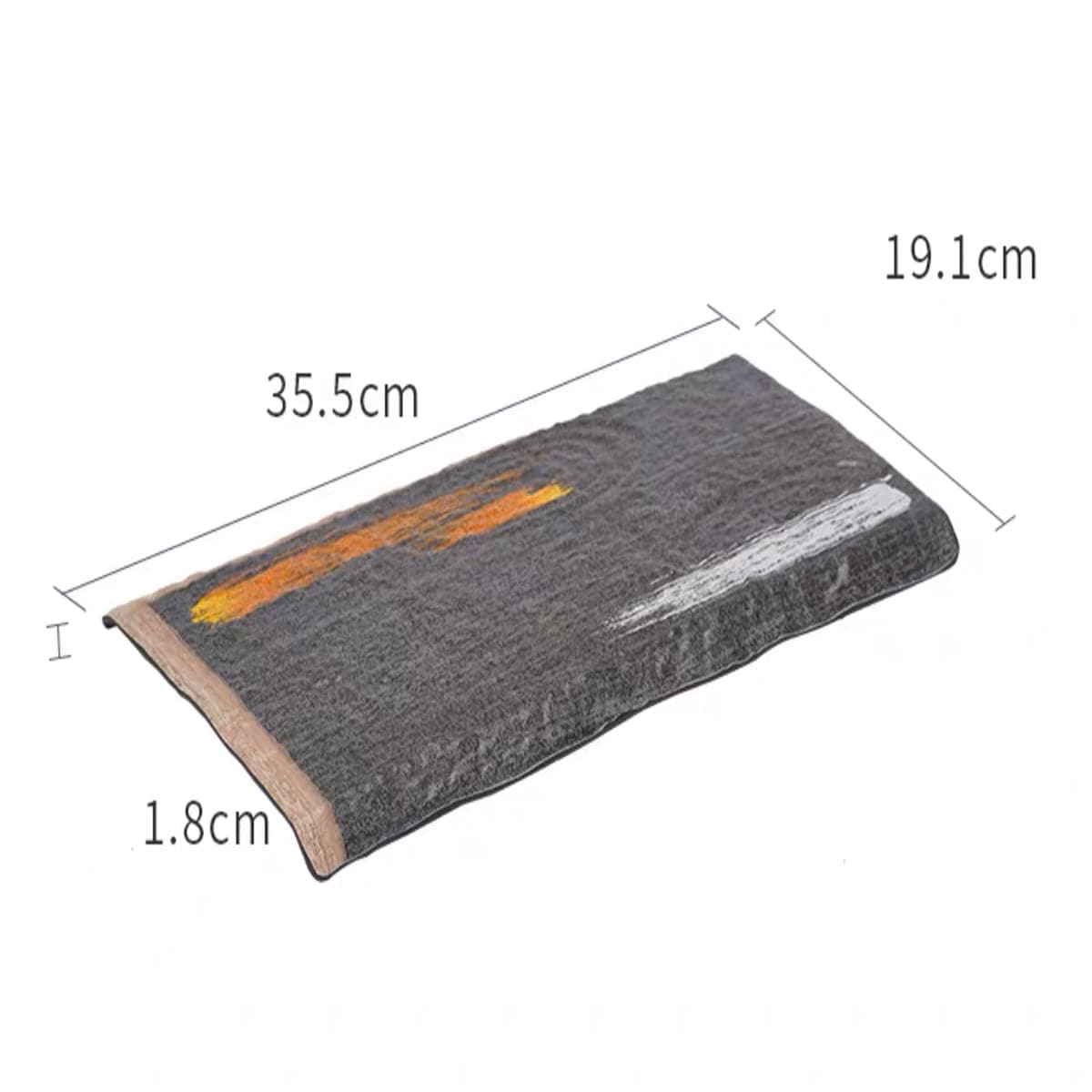14"X7.5" Melamine Black Rectangular Plate with white & golden pattern (JM169178) - Chefcoca