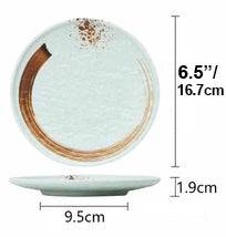 Melamine Light Green Round Flat Plate with Brown Ink Streak Pattern(JM169189LG - JM169193LG) - Chefcoca