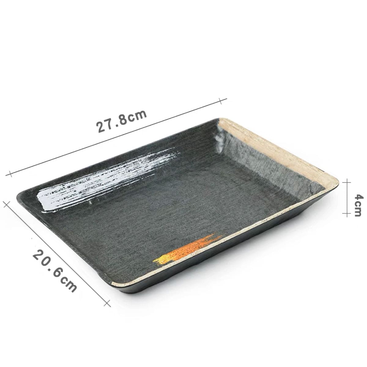 Melamine Black Rectangular Deep Plate with white & golden pattern (JM169213,JM169214) - Chefcoca