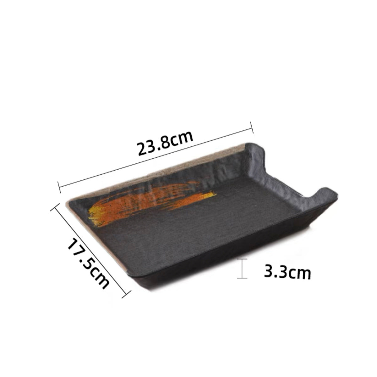 Melamine Black Rectangular Deep Plate with white & golden pattern (JM169213,JM169214) - Chefcoca