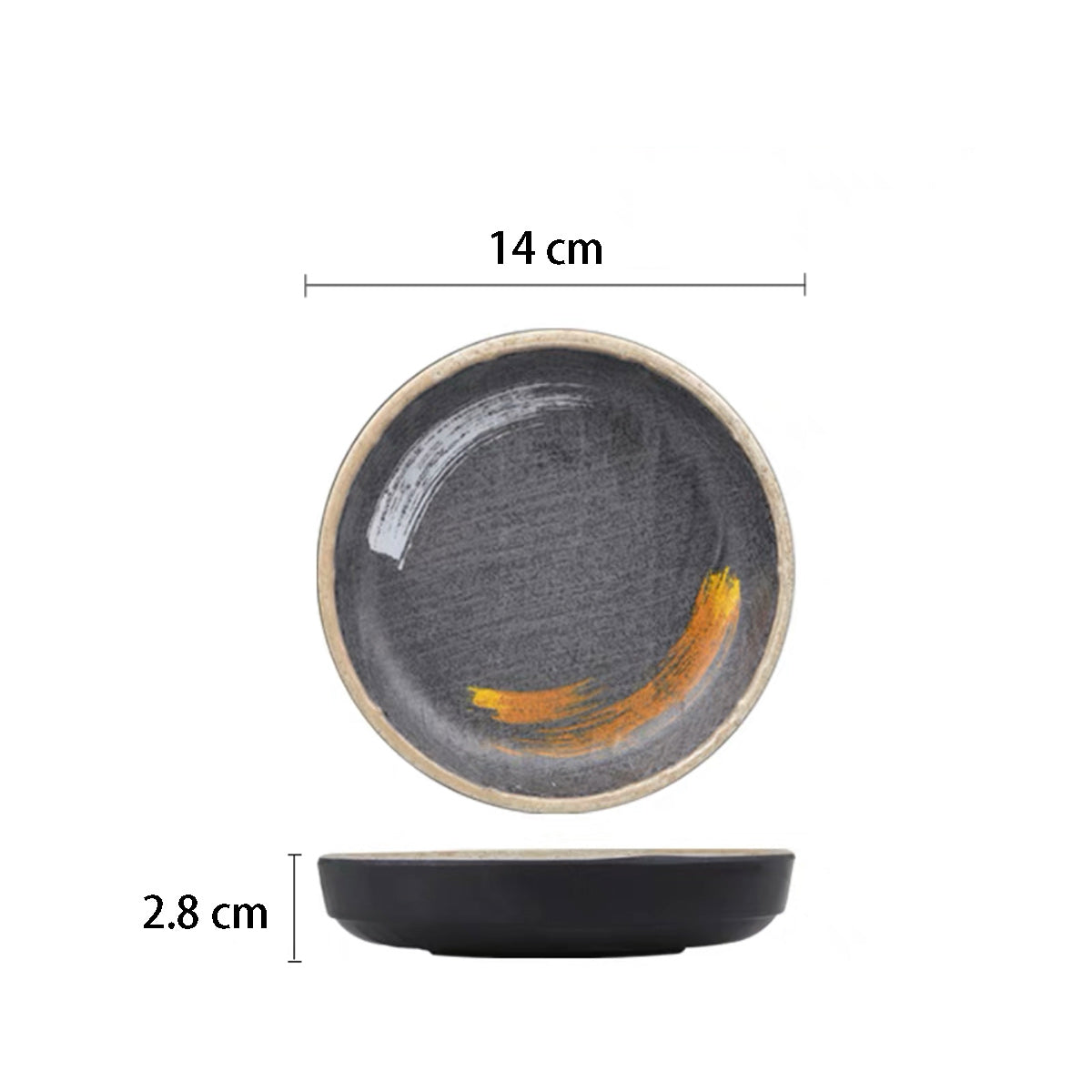 6.5" Melamine Black Round Deep Plate with white & golden pattern (JM16987) - Chefcoca