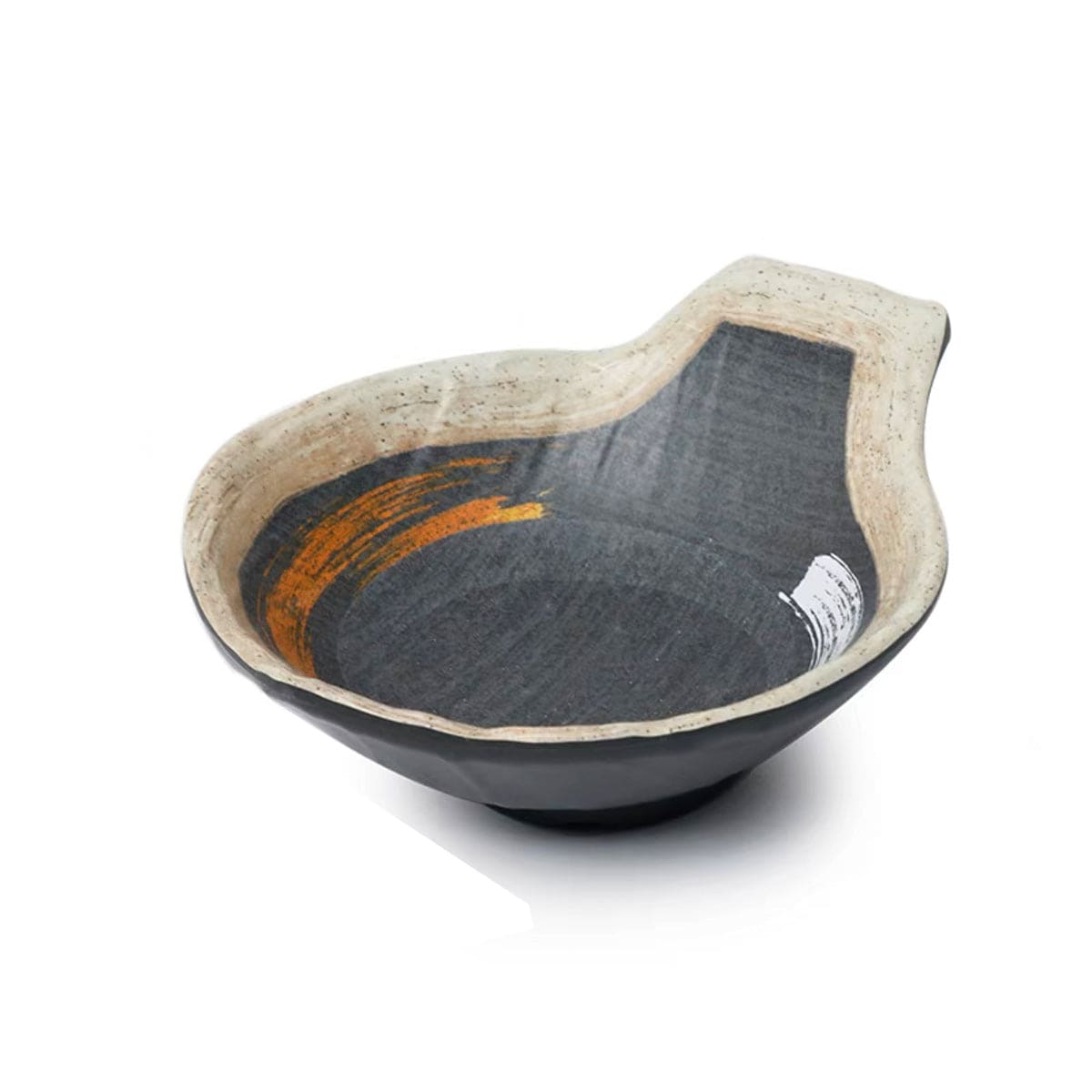 4.8"Melamine Black Black small bowl w/Grip with white & golden pattern (JM169209) - Chefcoca