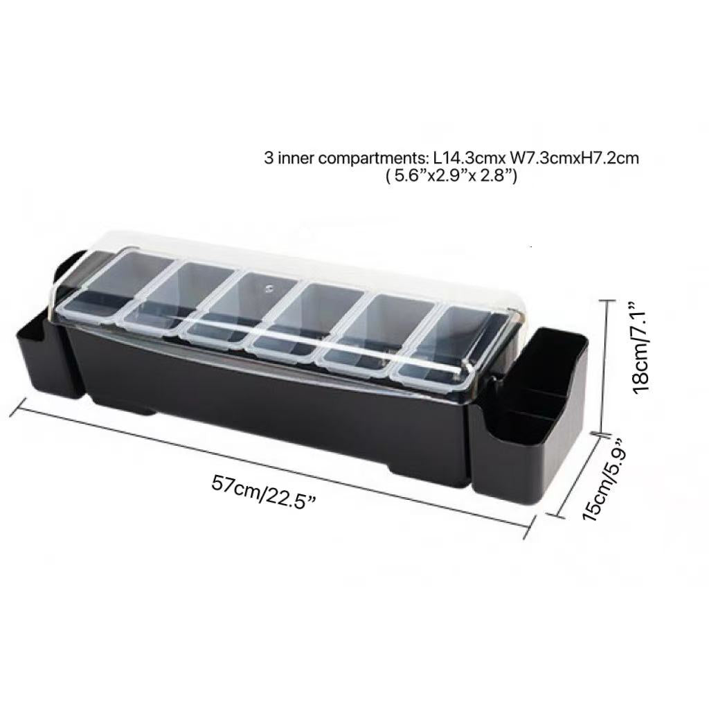 JW-BN6L,New PC Condiment Holder, 6 Low Compartments ,JIWINS - Chefcoca