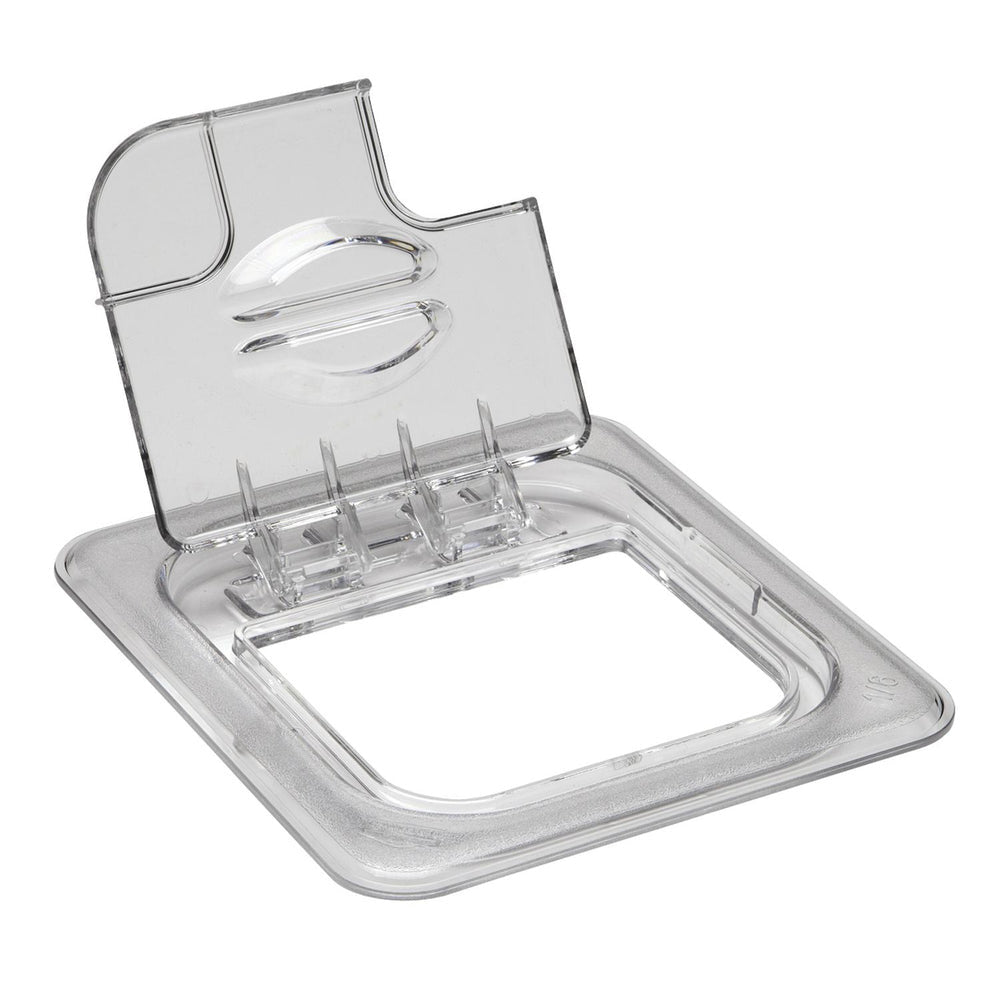 Polycarbonate GN Food Pan Notched Flip Top Style Lid , 1/6 Size - Chefcoca