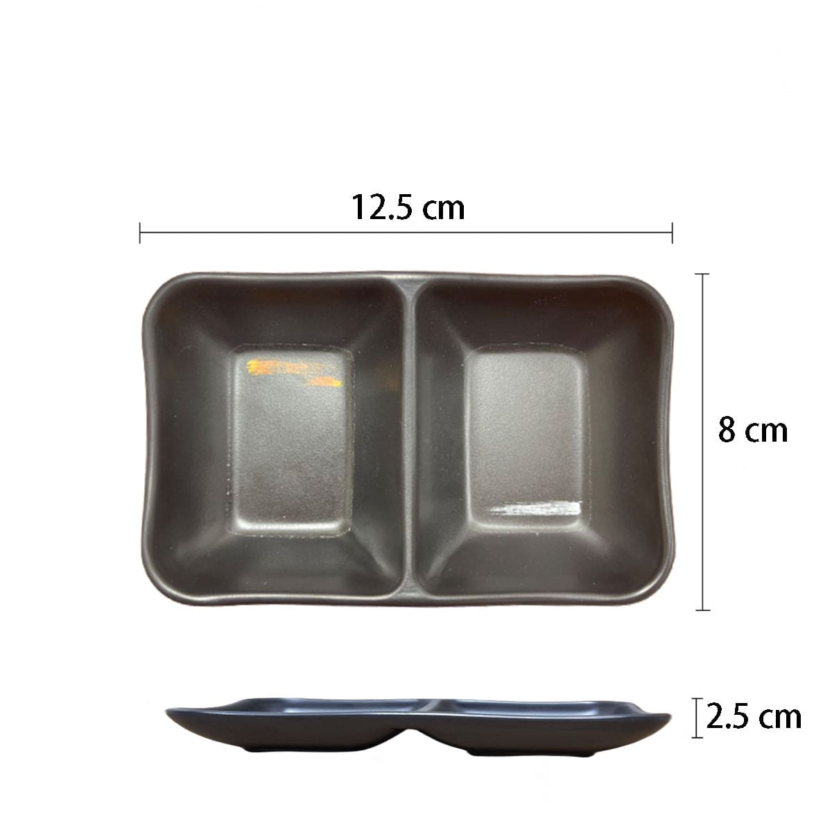 Melamine 2 Compartments sauce dish with white & golden pattern (JWT-59) - Chefcoca