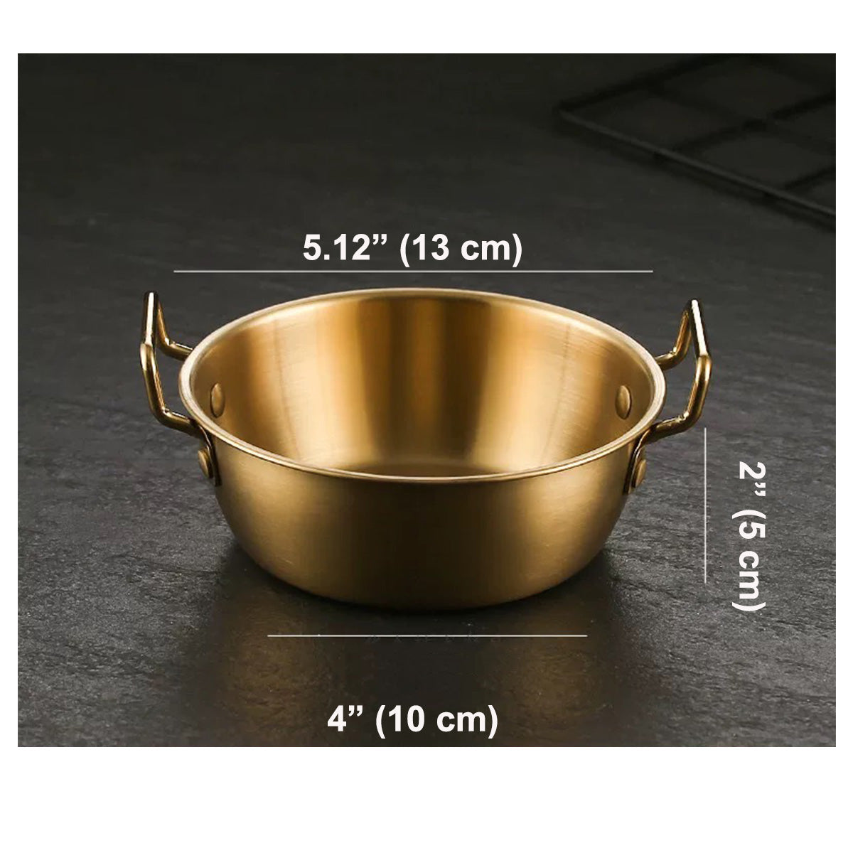 304 stainless steel Korean Style Bowl With Double Handles-golden - Chefcoca