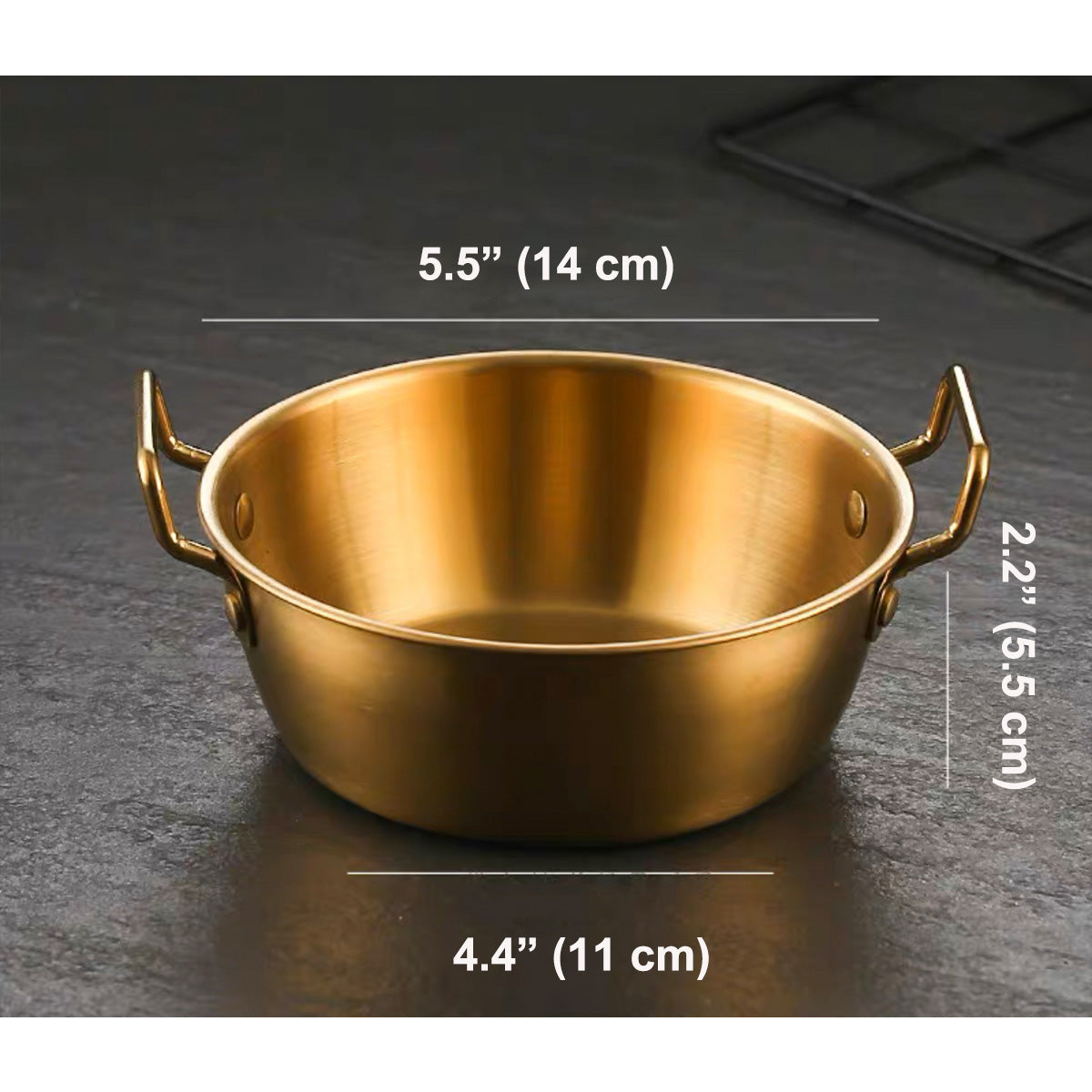 304 stainless steel Korean Style Bowl With Double Handles-golden - Chefcoca