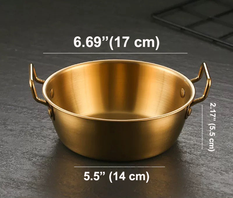304 stainless steel Korean Style Bowl With Double Handles-golden - Chefcoca