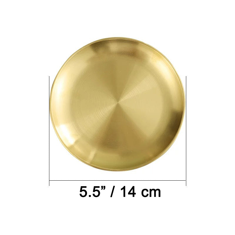Golden Stainless steel round plate with Rim - Chefcoca