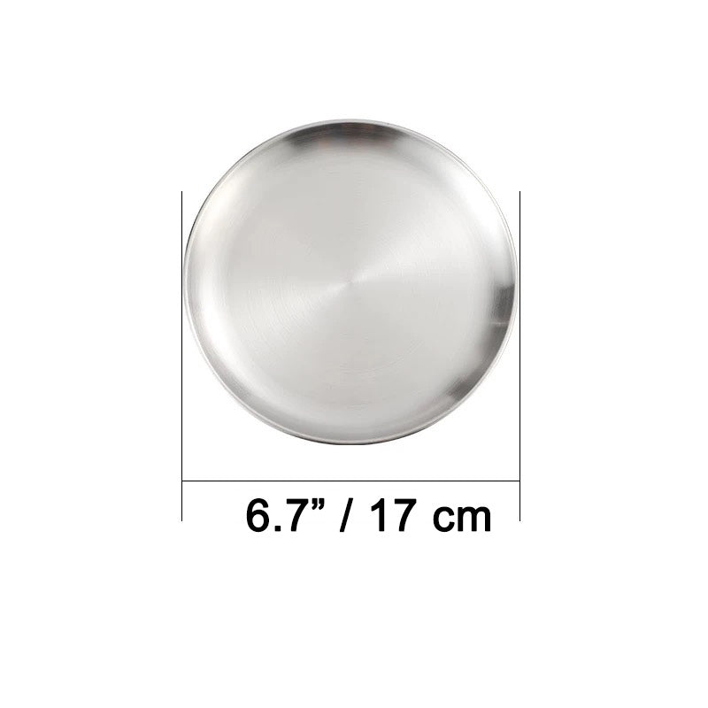 Silver Stainless steel round plate with Rim - Chefcoca