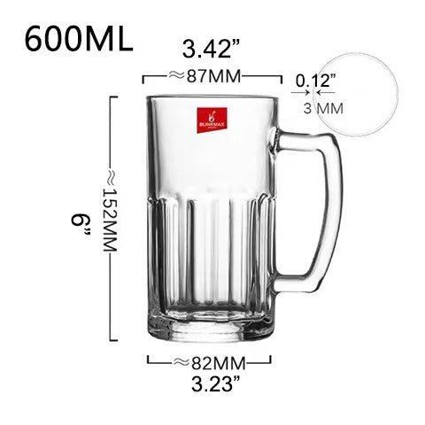 Chefco, KTZB23,Classic Beer Glass 600ml, 6pcs - Chefcoca