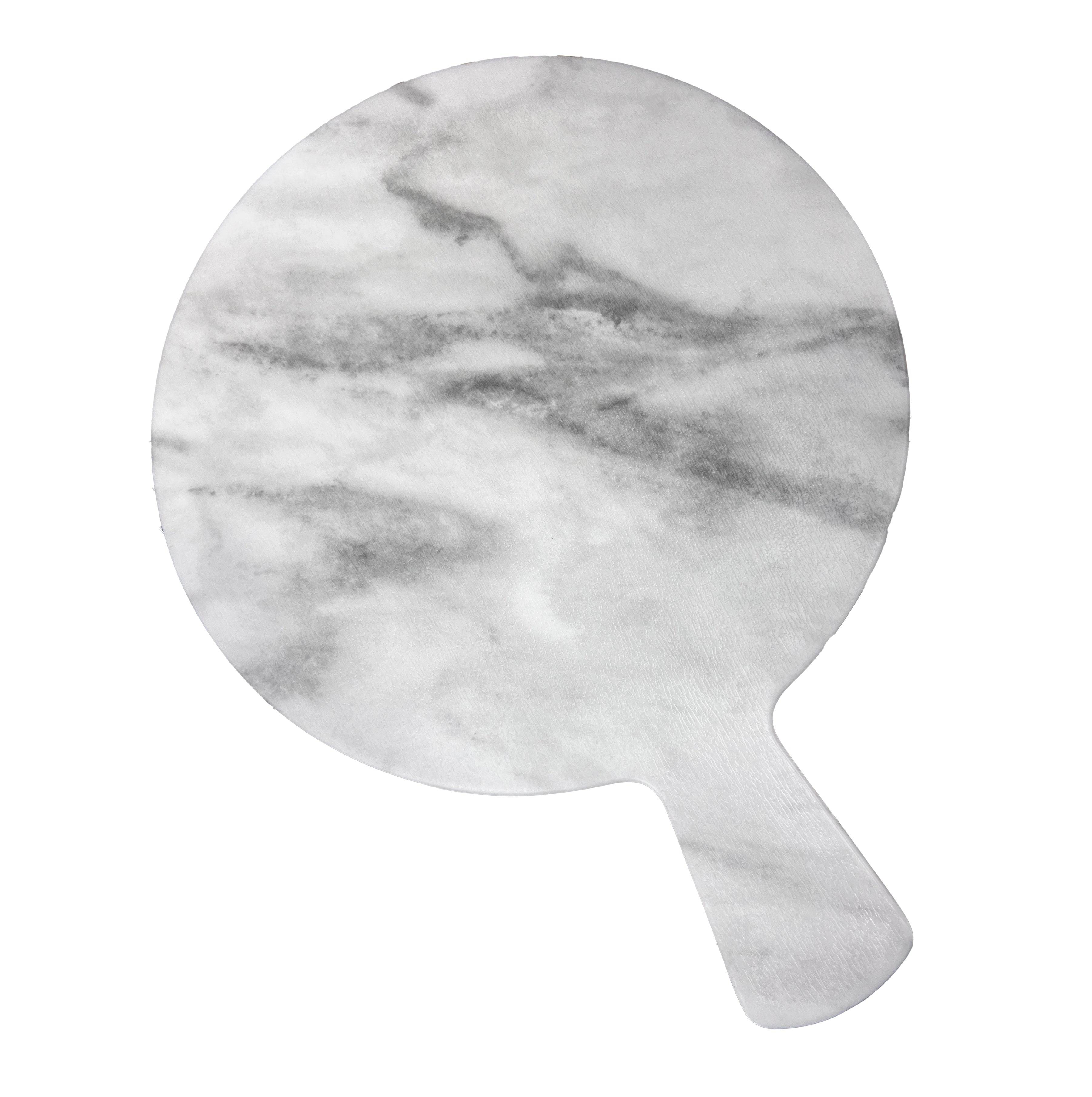 12.6" Dia Melamine White Round Faux Wood Serving Board (M218633W) - Chefcoca