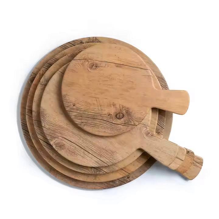 11" Dia Melamine Light Yellow Round Faux Wood Serving (M218633Y) - Chefcoca
