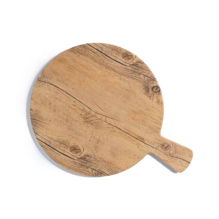 11" Dia Melamine Light Yellow Round Faux Wood Serving (M218633Y) - Chefcoca
