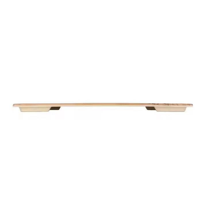 13 3/4"x 7" Melamine Light Yellow Faux Wood Serving Plate with Wavy Edge (M459050Y) - Chefcoca