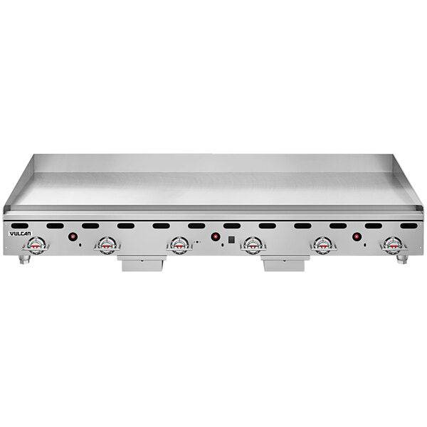 Vulcan MSA-72-101 72" Countertop Natural Gas Griddle with Snap-Action Thermostatic Controls - 162,000 BTU - Chefcoca