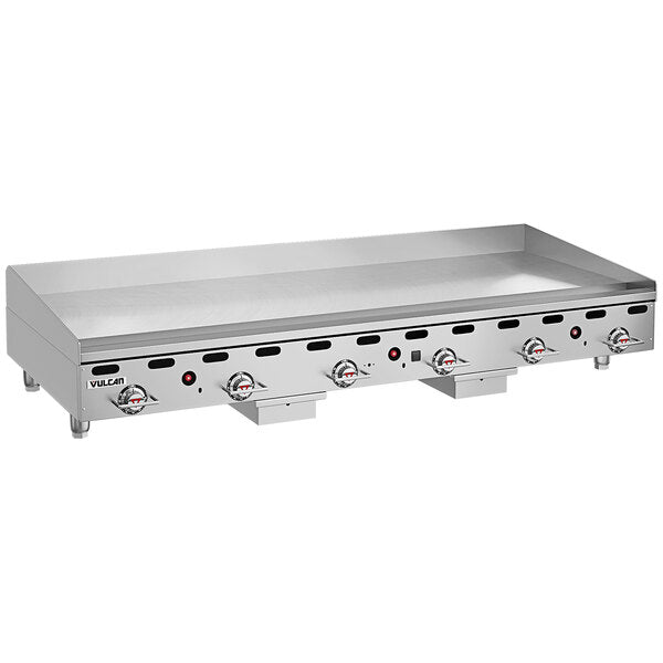 Vulcan MSA-72-101 72" Countertop Natural Gas Griddle with Snap-Action Thermostatic Controls - 162,000 BTU - Chefcoca