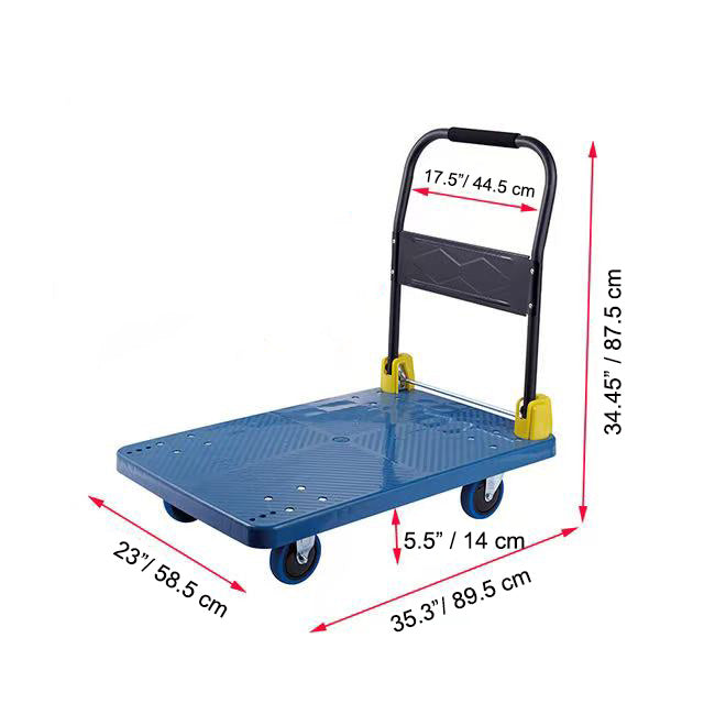 Chefco, MW-01-D300-4,High Capacity Foldable Hand Trolley Car 400KG Loading Thickened Platform Push Trolley Folding Cart - Chefcoca