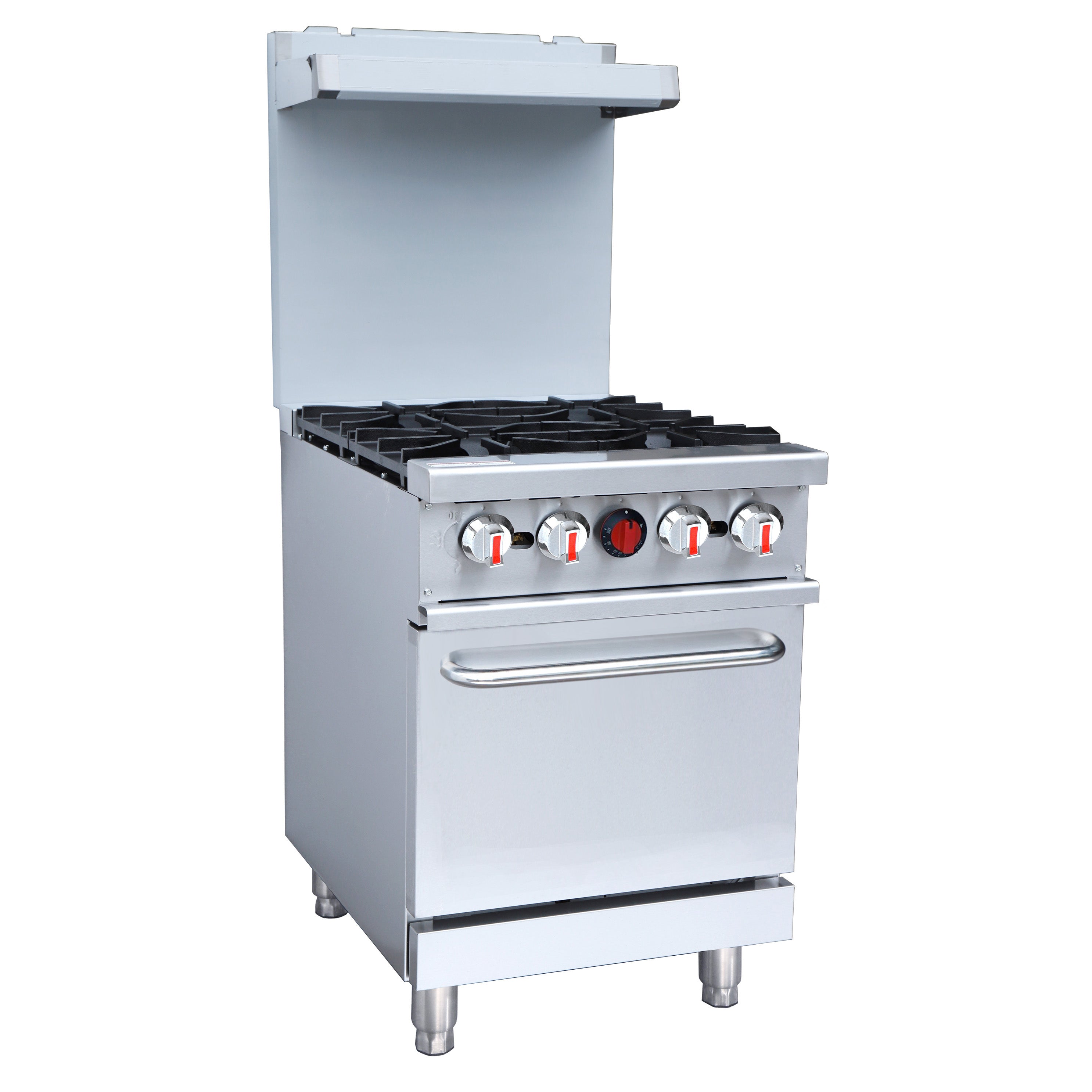 Turbo Range,TR-R24-J-, Natural Gas 4 Burner 24" Range with Space Saver Oven Base (24" X 32-3/4"X 60-3/8")
