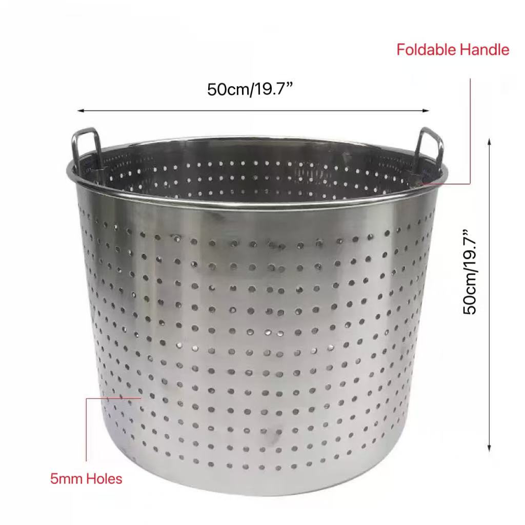CHEFCO,ALSB-5050,Heavy-Duty Stainless Steel Colanders Basket with Foldable Handles -50cm / 19.7" Dia - Chefcoca