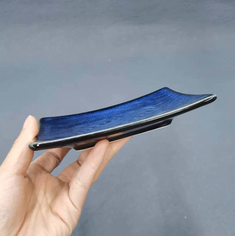 5 1/2" x4 1/8" Ceramic Dark Blue kiln Rectangular Plate (JS141102) - Chefcoca