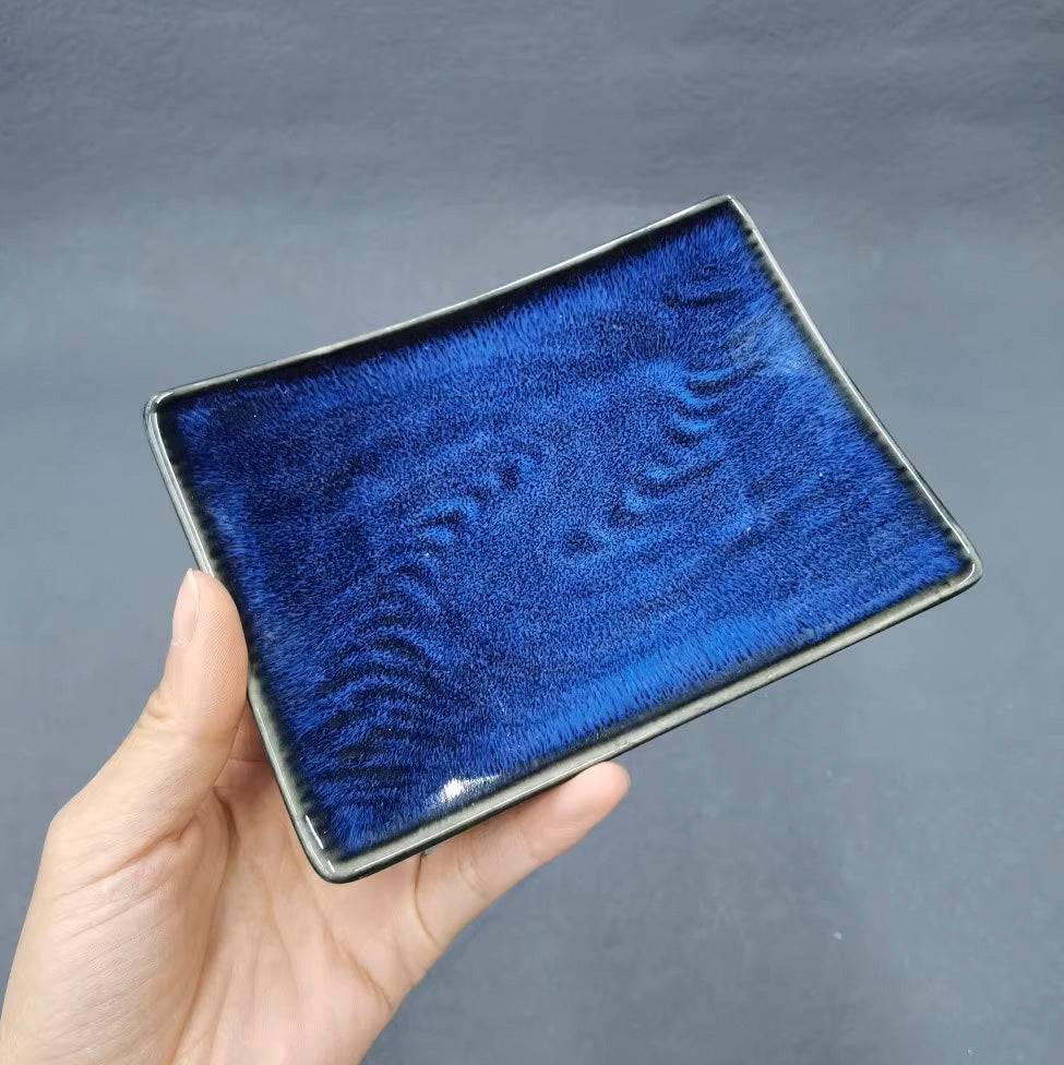 5 1/2" x4 1/8" Ceramic Dark Blue kiln Rectangular Plate (JS141102) - Chefcoca