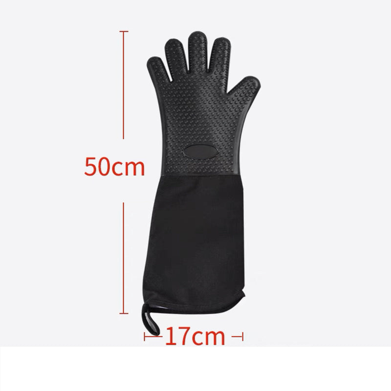 Extra long professional silicone mitt, Heat Resistant Glove with internal Cotton