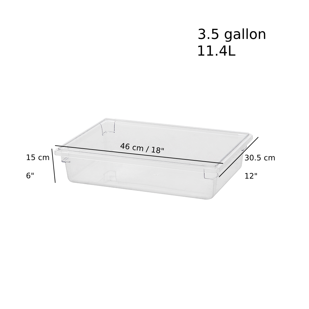 Clear Polycarbonate Heavy Weight Food Storage Box, 3.5 Gallon/11.4L, 18"x12"x6"H (P-067C) - Chefcoca
