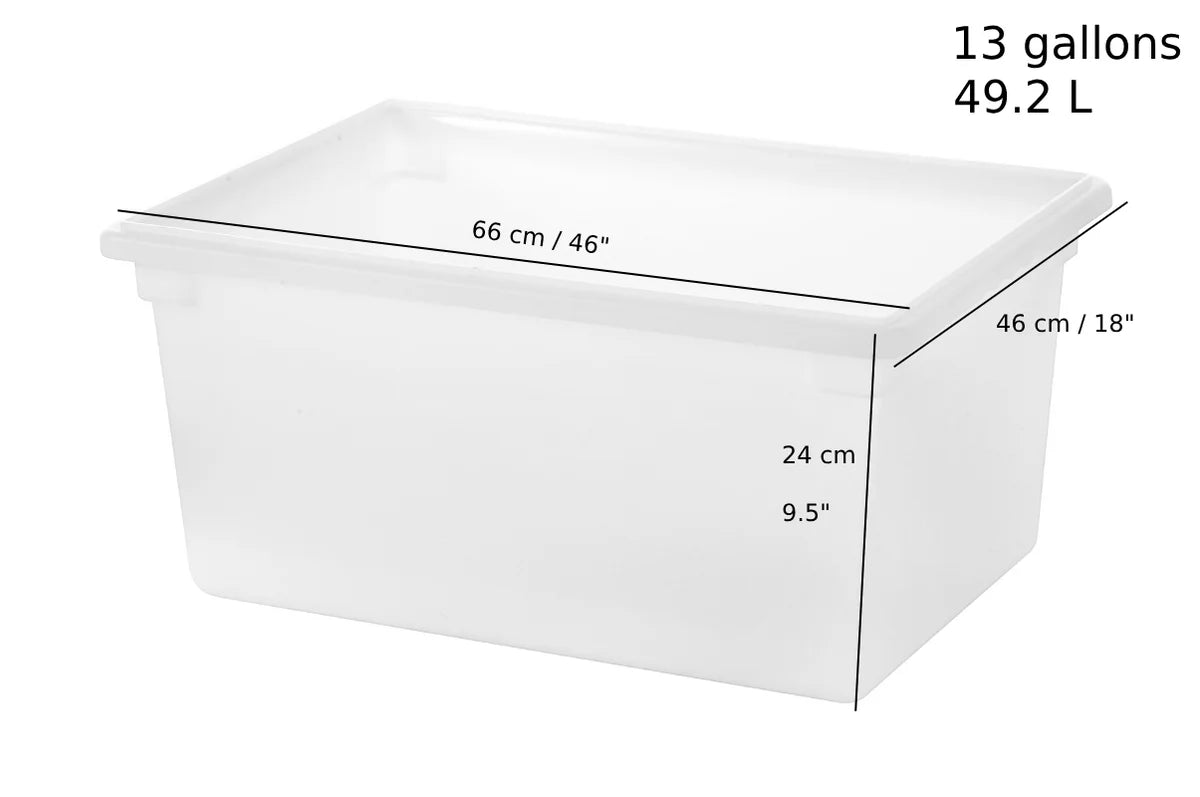 P-070P,White Polypropylene Food Storage Box, Full Size,17 Gallon/54L,18"x26"x9" - Chefcoca