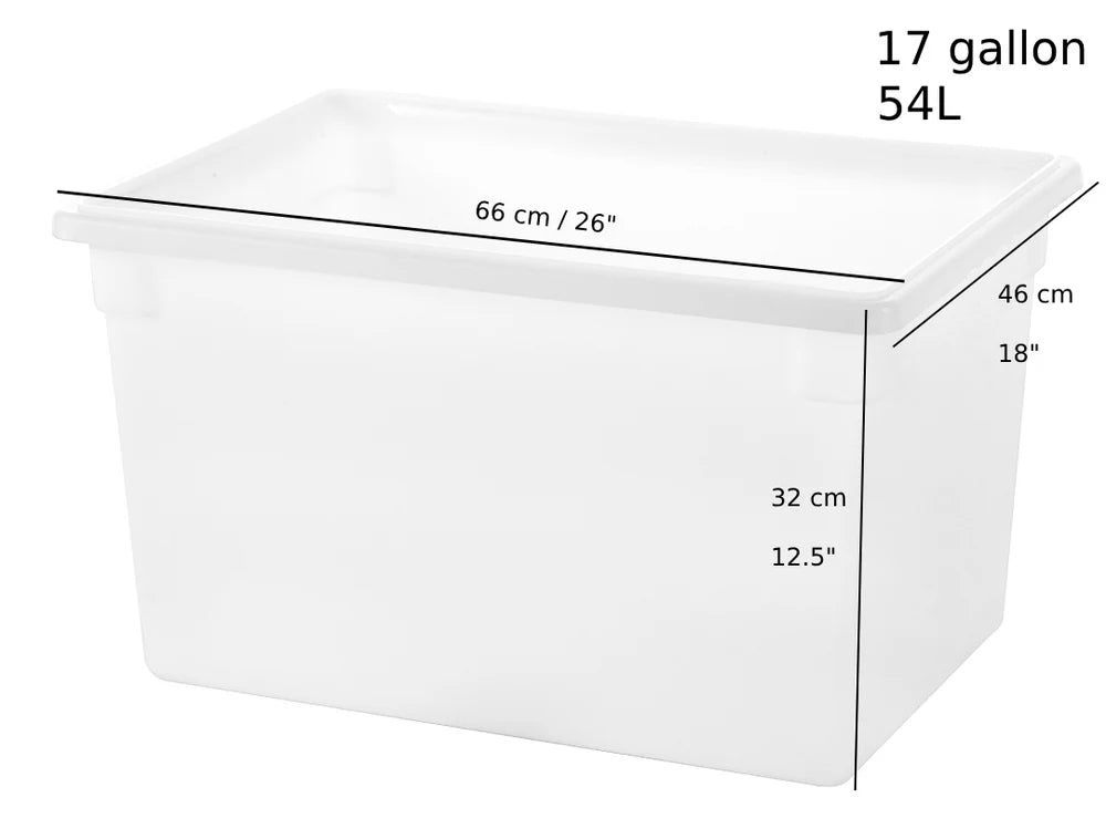 P-071P,White Polypropylene Food Storage Box,Half Size, 3.5 Gallon/11.4L,18"x26"x12" - Chefcoca