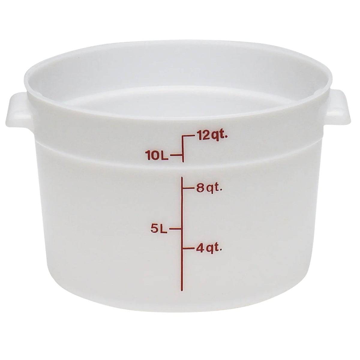 White Polypropylene Round Food Storage Container (1-22 Quarts), Lids Sold Separately - Chefcoca
