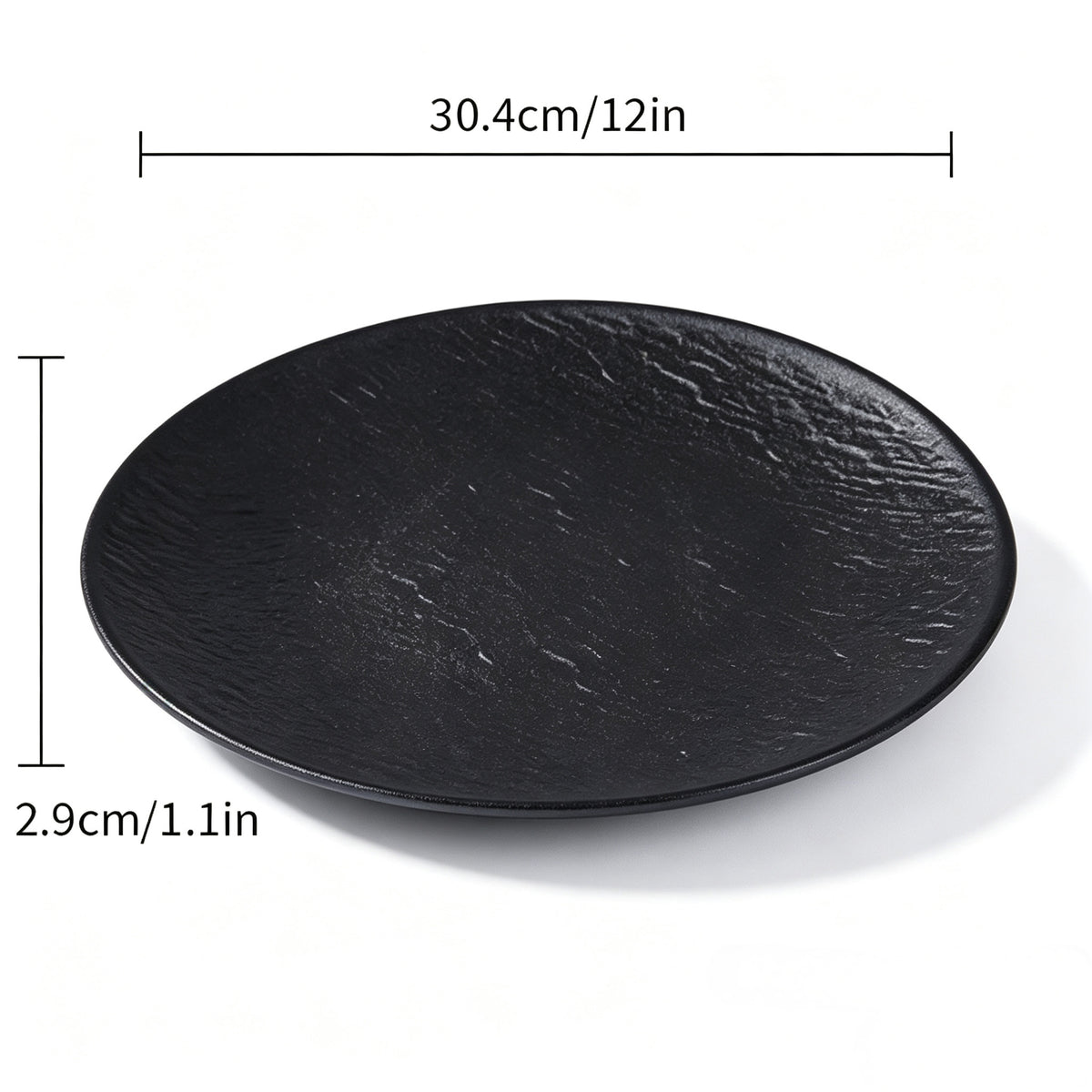 CHEFCO, P201-12BL, 12" Round Melamine Plate – Black Marble Finish,11.97" Dia x 1.14"H