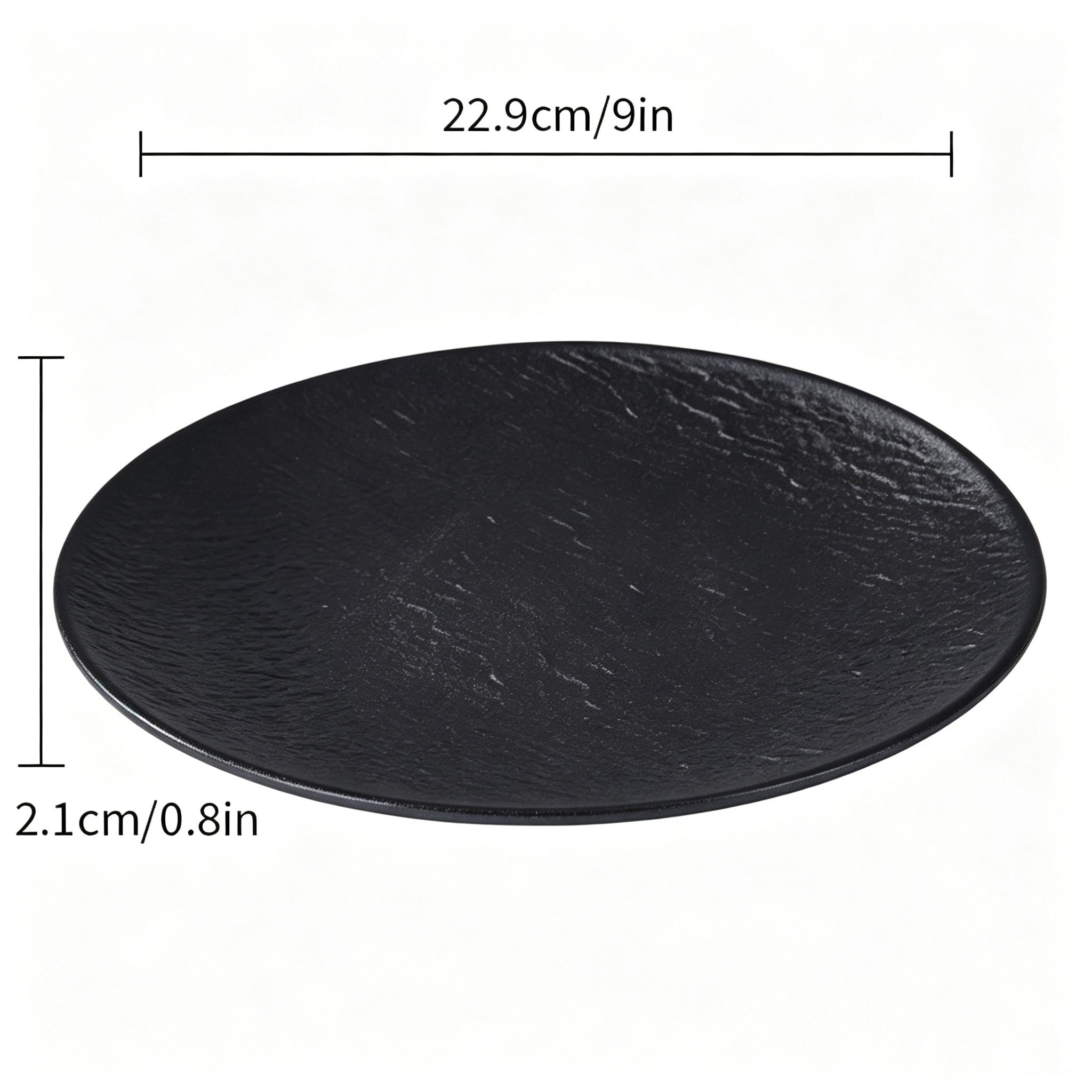CHEFCO, P201-9BL, 9" Round Melamine Plate – Black Marble Finish, 9.02" Diax 0.83"H
