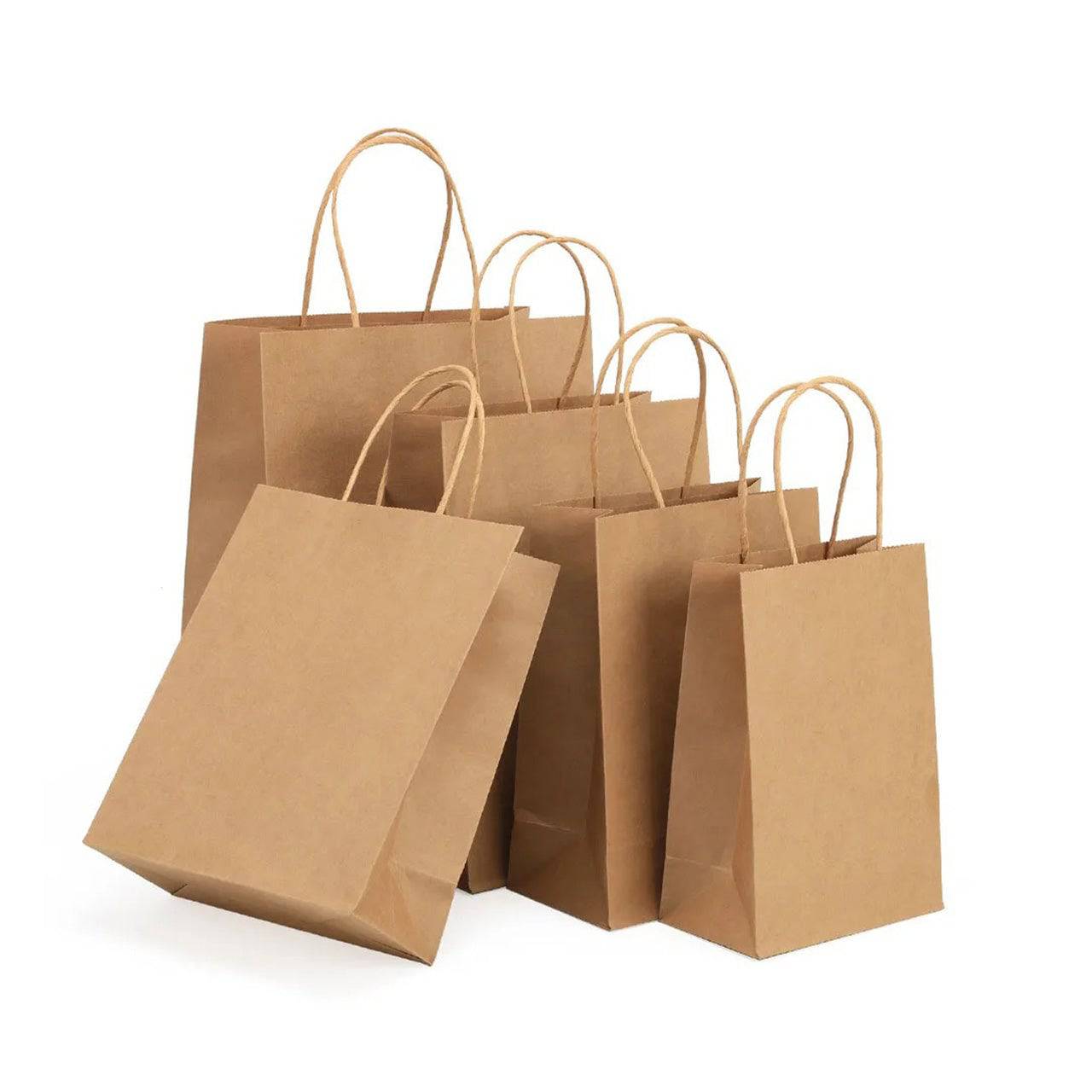200 Pcs, ECO Friendly Kraft Paper Bags with Recycled Twist Handle (PB-1373/EM-1373) - Chefcoca