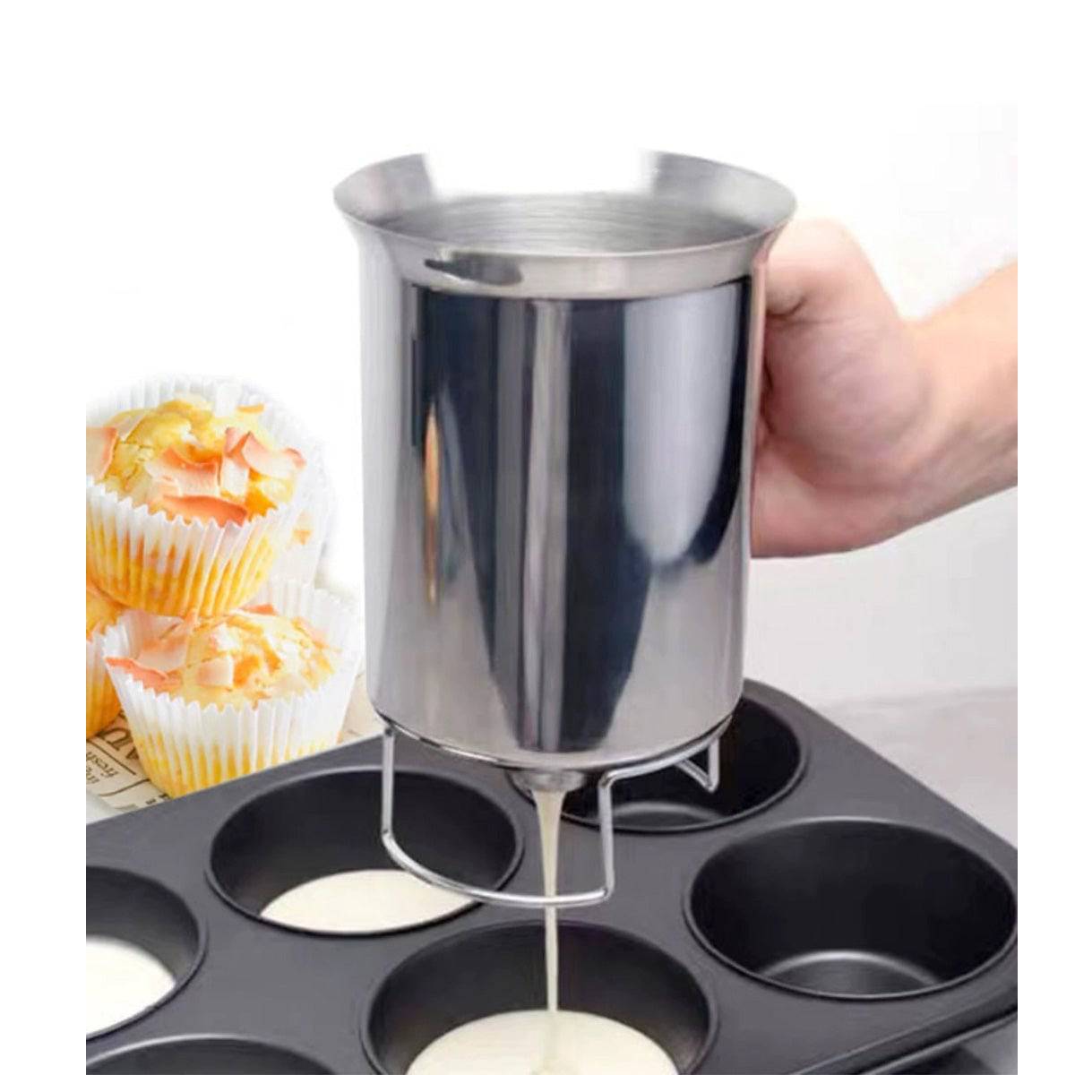 Pancake Batter Dispenser, Stainless Steel Pancake Batter Dispenser, Handheld Pancake Batter Dispenser, Pancake Pourer for Baking Cake Cupcakes Crepes Waffles Pancake, 800ml - Chefcoca