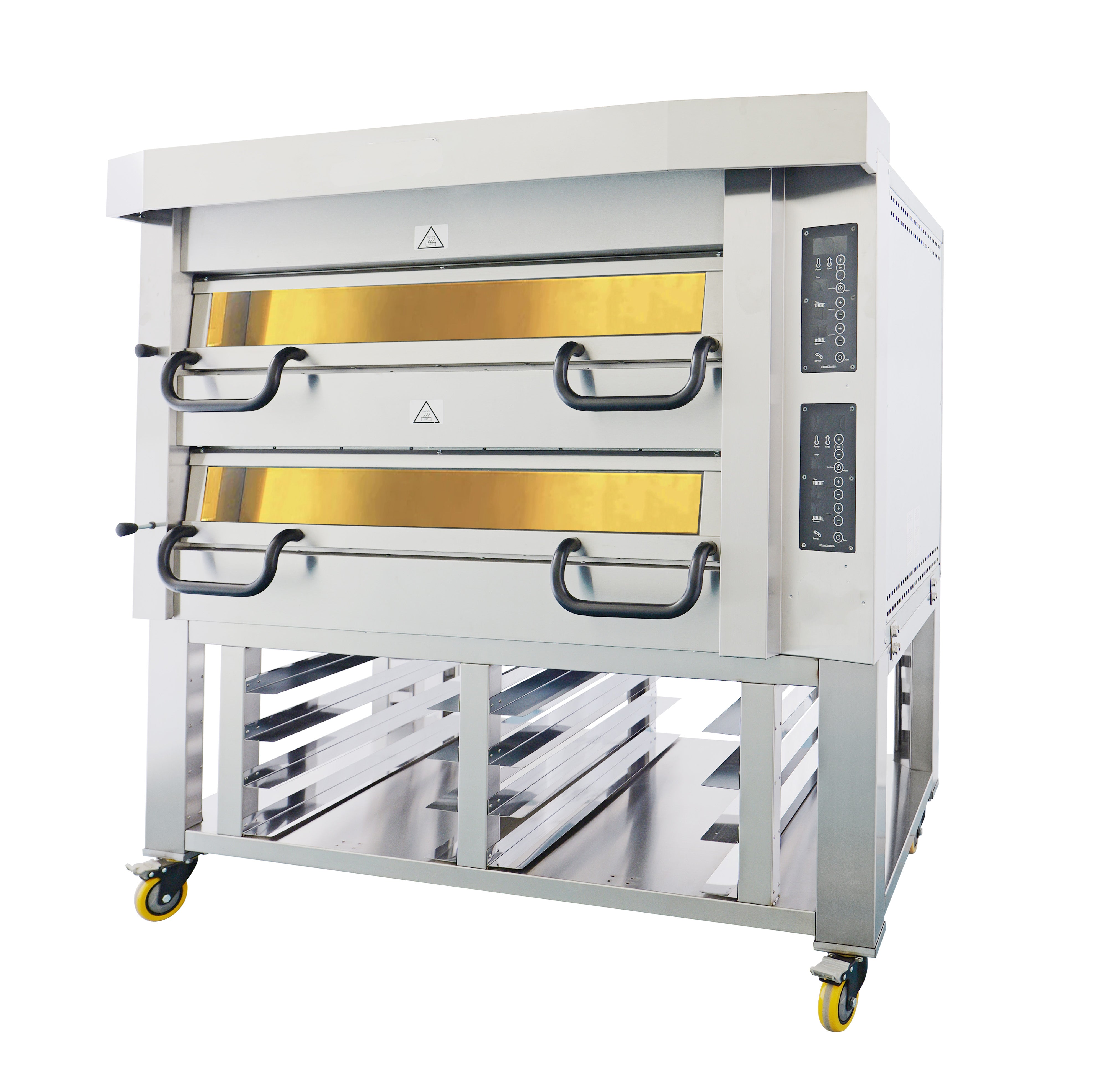 Turbo Range, Stone Hearth, Two Decks,Electric Deck Pizza Oven with shelves - Chefcoca