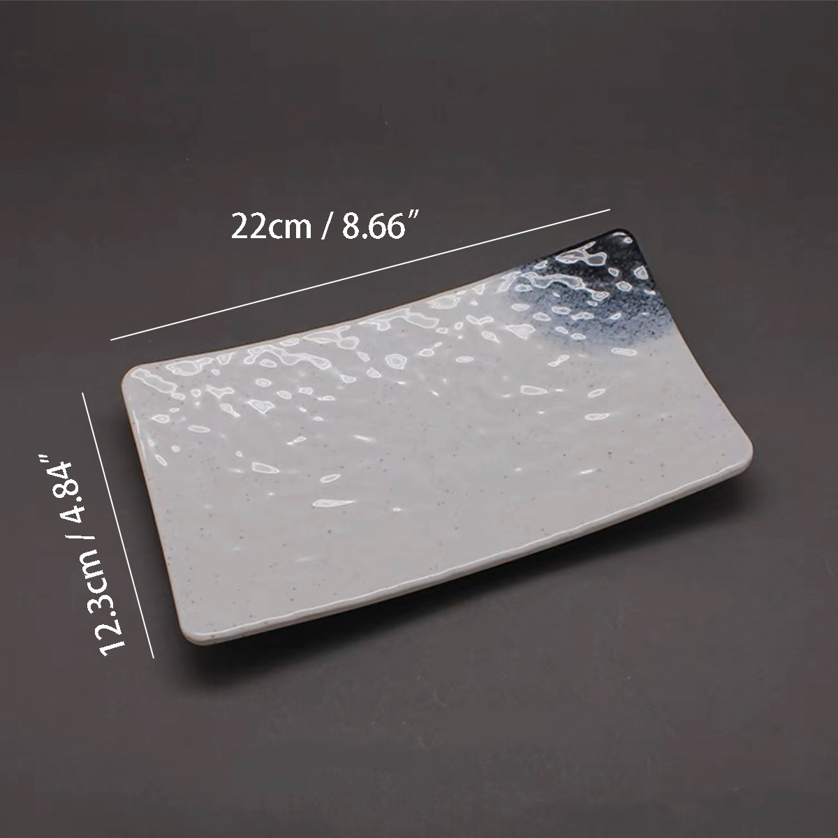 Dark Blue Ombre Hammered Pattern Flared Rectangular Melamine Plate (PF8010W) - Chefcoca