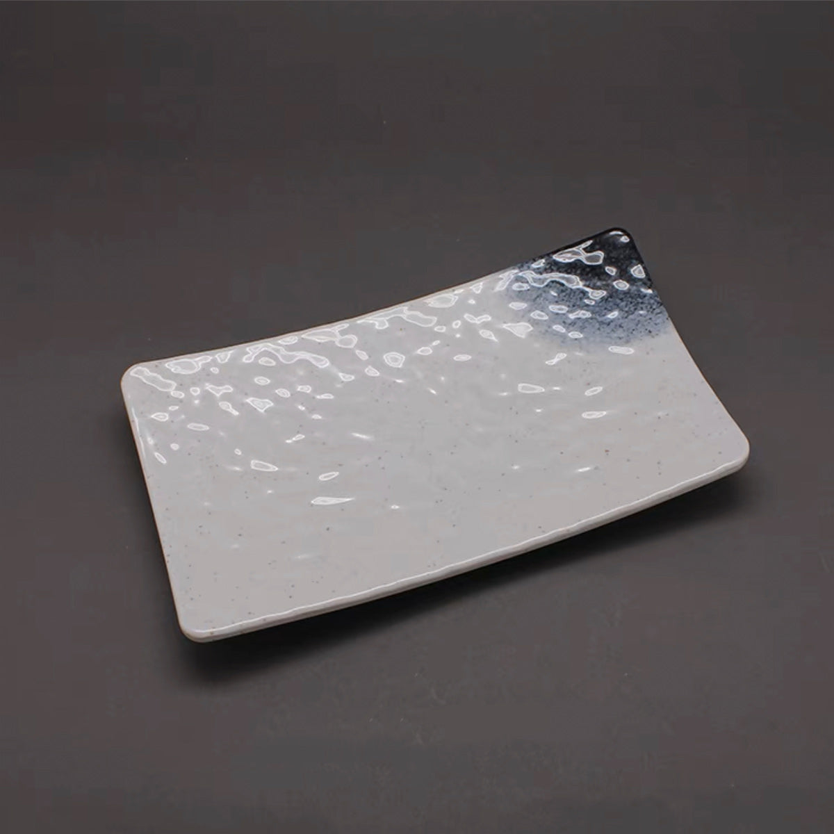 Dark Blue Ombre Hammered Pattern Flared Rectangular Melamine Plate (PF8010W) - Chefcoca